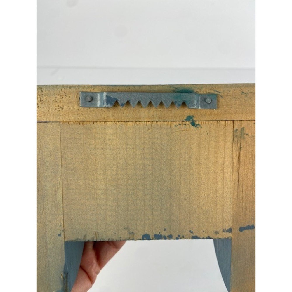 Rustic Mini Blue Wooden Wall Shelf with Peg Hook Farmhouse Floating Rack 8 Inch - Picture 5 of 9